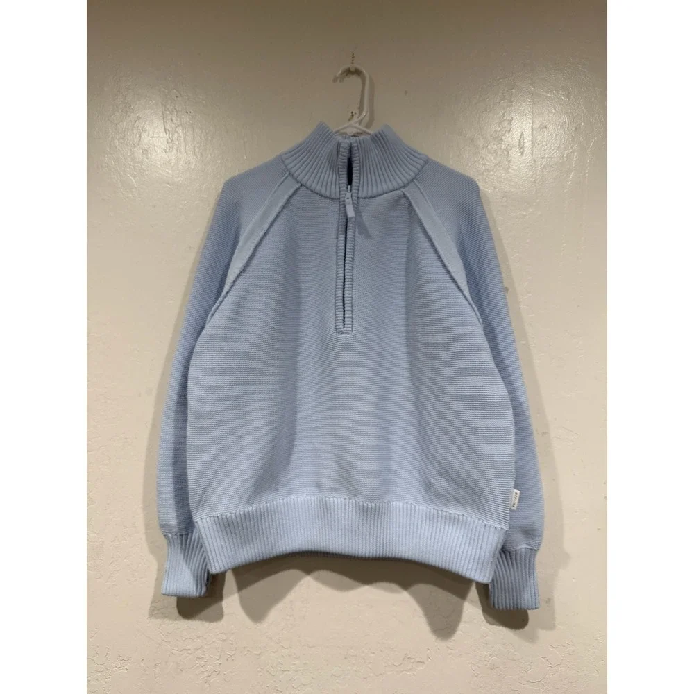 OFFLINE by Aerie Womens Light Blue Quarter Zip Textured Knit Sweater Small